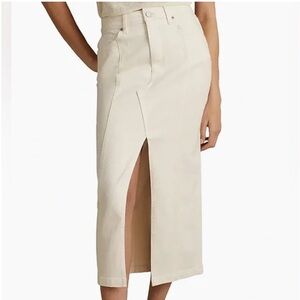Reiss Danica Off White Denim Midaxi Skirt